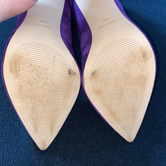 ☂️ Nine West Violet Suede Pointed Toe Heels Size 10 - Picture 8 of 11